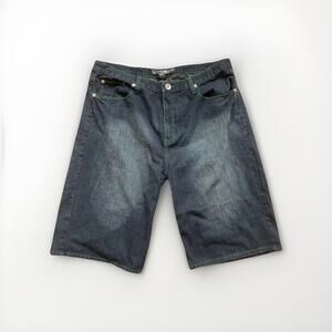 Men's NBN Gear Denim Shorts Size 40 Green Stitch Y2K Style